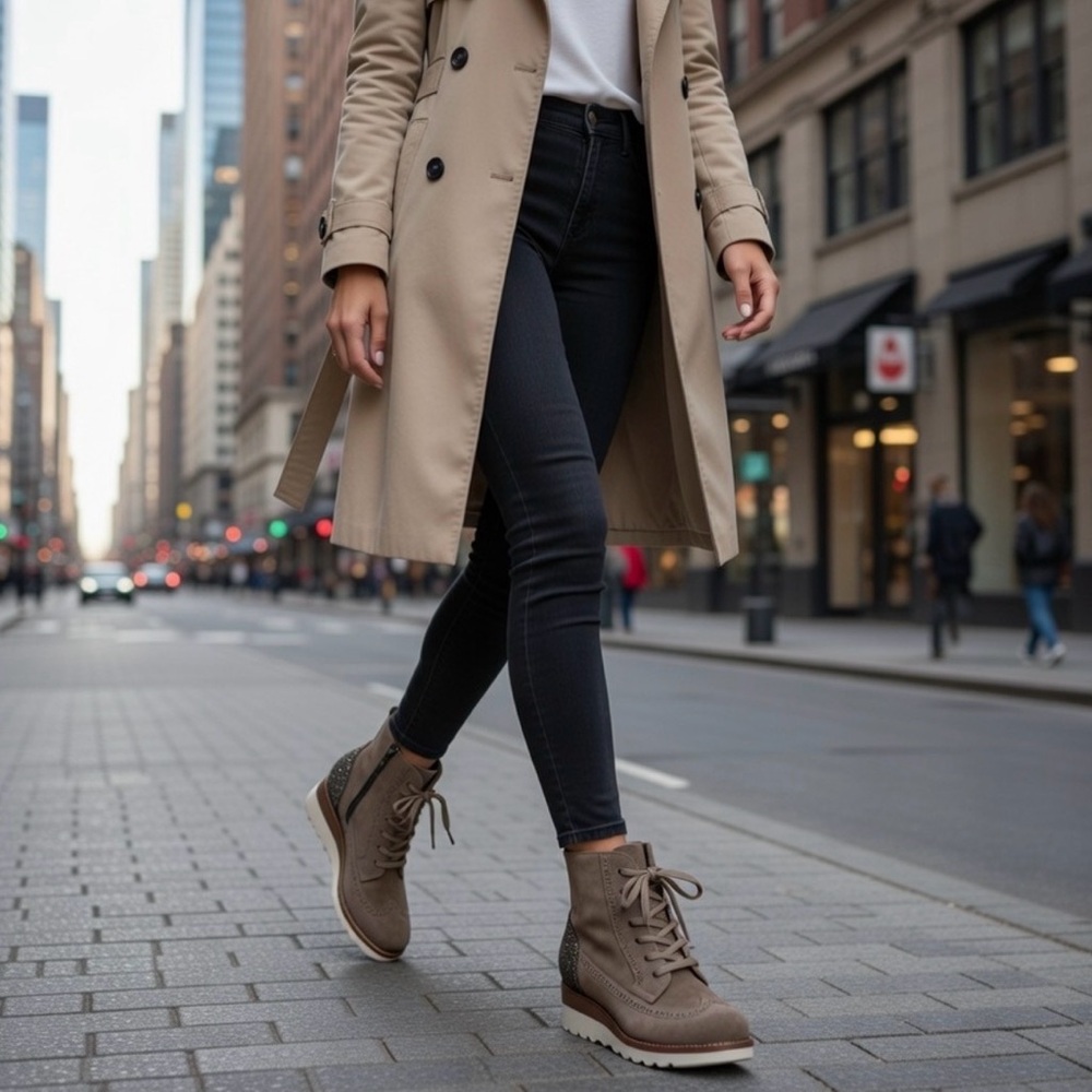 The Office of Angela Scott Mr. Harrison Neutral Lace Up Suede Boots Size 37.5 - Picture 7 of 17